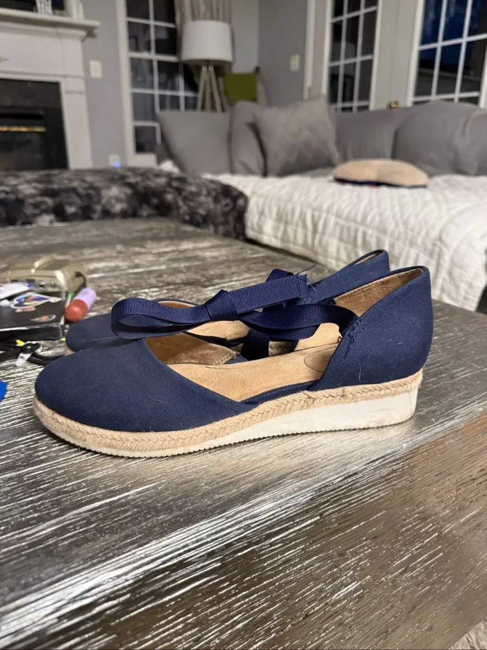 Life Stride Sift System Navy Ankle Tie Espadrille sz 9.5 EUC